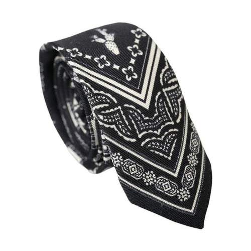 Dolce & Gabbana Black And White Silk Tie