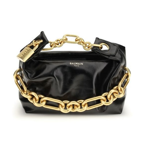 Balmain Black Calf Leather Bos Taurus Shoulder Bag