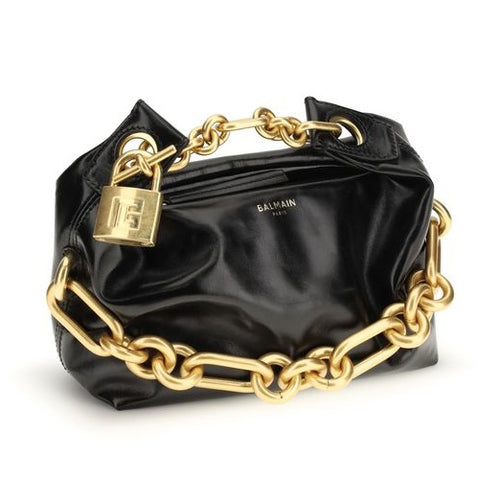 Balmain Black Calf Leather Bos Taurus Shoulder Bag