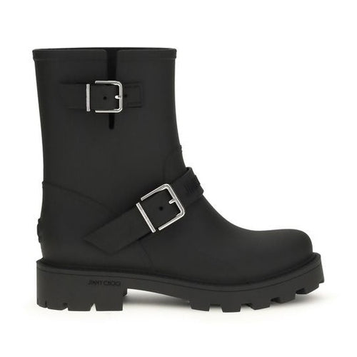 Jimmy Choo Black Polyurethane Rain Boots