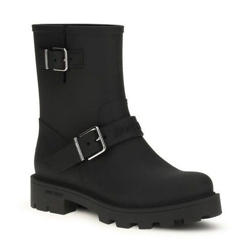 Jimmy Choo Black Polyurethane Rain Boots