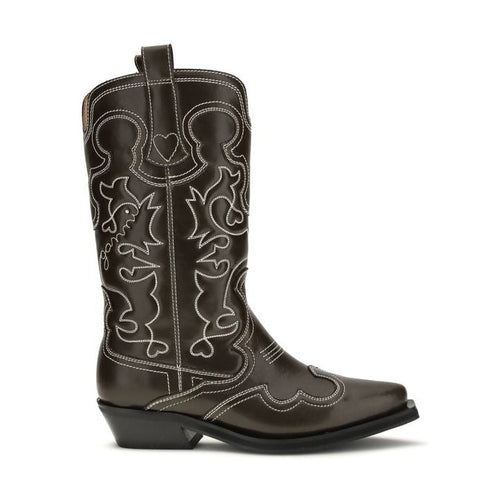 Ganni Brown Polyurethane Lace-Up Boots