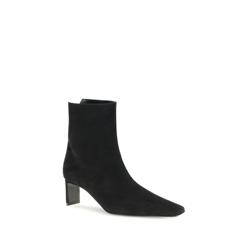 Khaite Black Calf Leather Bos Taurus Ankle Boots