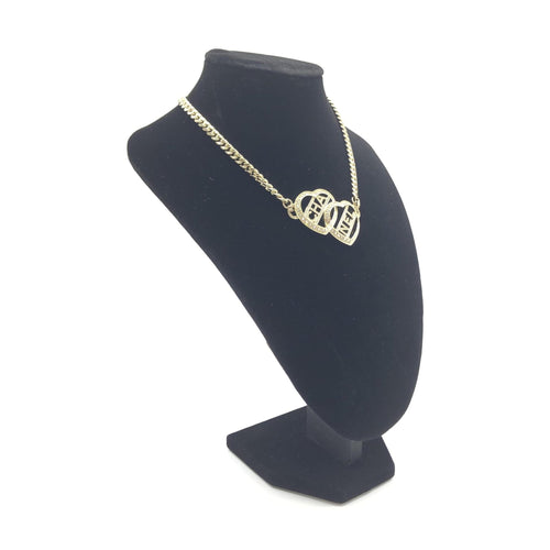 Chanel Gold Tone Heart Choker Necklace With Logo