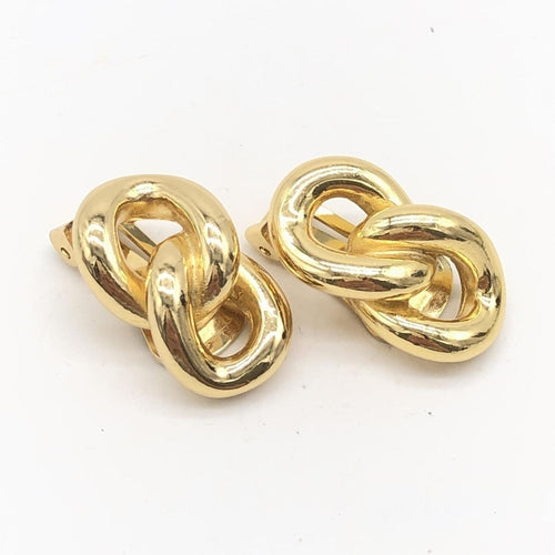 Christian Dior Gold Tone Twisted Chain Clip-On Earrings