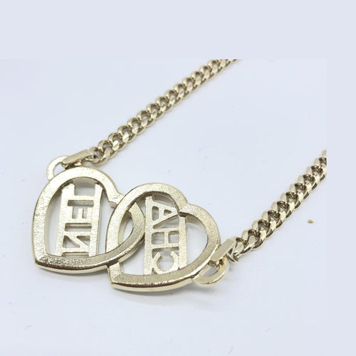 Chanel Gold Tone Heart Choker Necklace With Logo