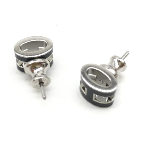 Hermès Mini Pop H Earrings In Black Enamel