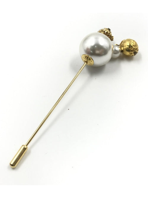 Salvatore Ferragamo Pin Brooch, Pearl Style, Box