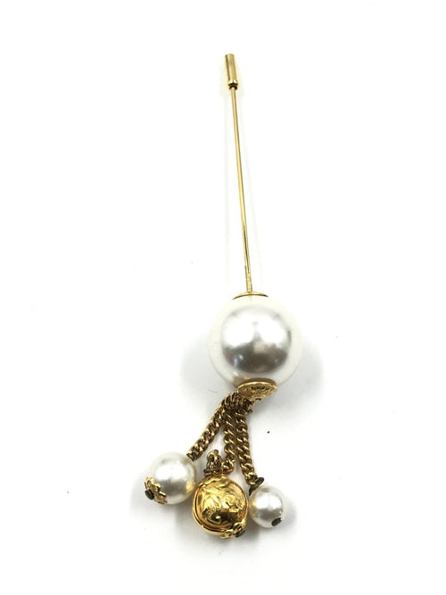 Salvatore Ferragamo Pin Brooch, Pearl Style, Box