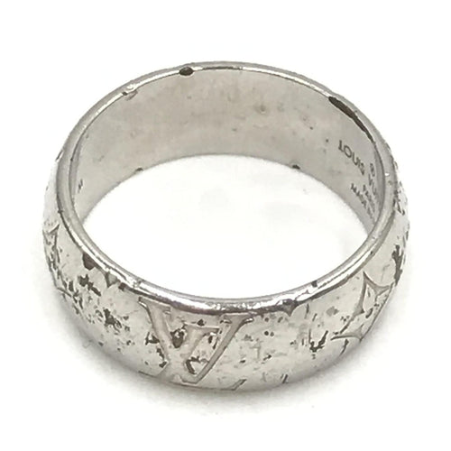 Louis Vuitton Silver-Tone Monogram Band Ring