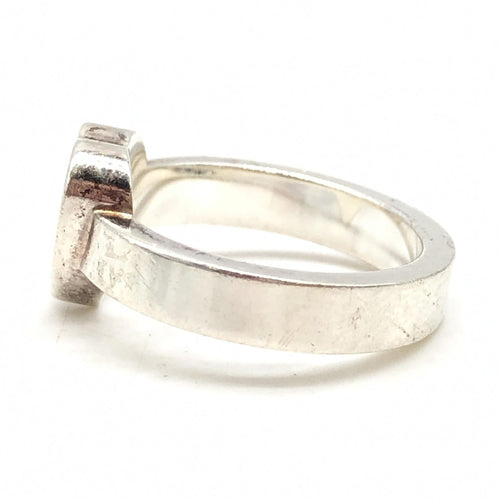 Gucci Sterling Silver Heart Trademark Ring, US Size 5.5
