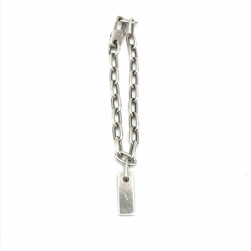 Gucci Sterling Silver Logo Plate Chain Bracelet
