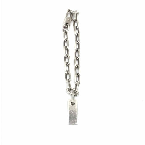 Gucci Sterling Silver Logo Plate Chain Bracelet