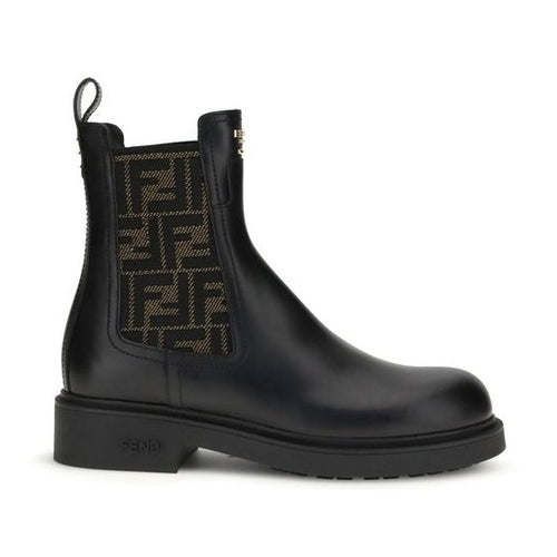 Fendi Black Calf Leather Bos Taurus Ankle Boots