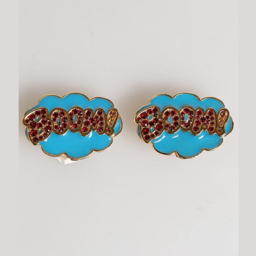 Dolce & Gabbana Gold Brass BOOM Cartoon Crystal Clip-On Women