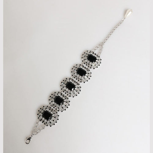 Dolce & Gabbana Silver Tone Brass Chain Crystal Embellished Bracelet