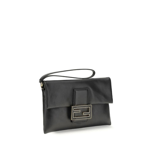 Fendi Black Calf Leather Bos Taurus Clutch Bag