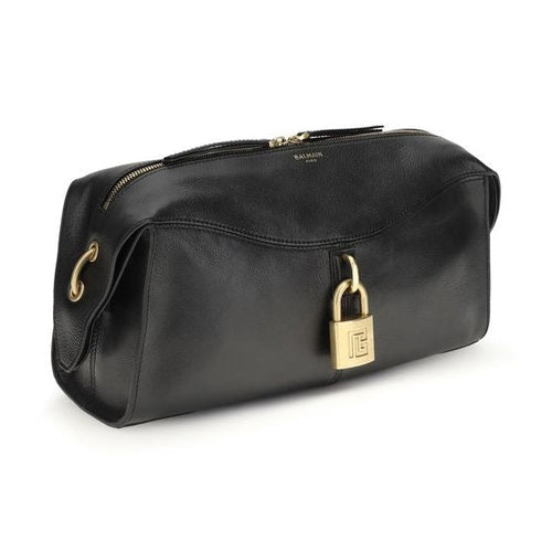 Balmain Black Calf Leather Bos Taurus Shoulder Bag