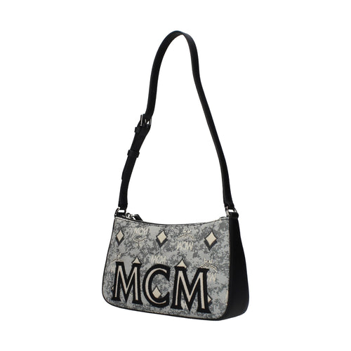 MCM Gray Fabric Crossbody Bag