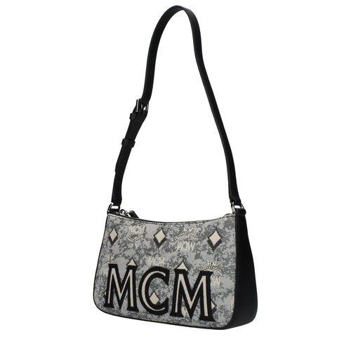 MCM Gray Fabric Crossbody Bag