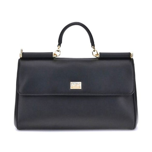 Dolce & Gabbana Black Calf Leather Bos Taurus Handbag
