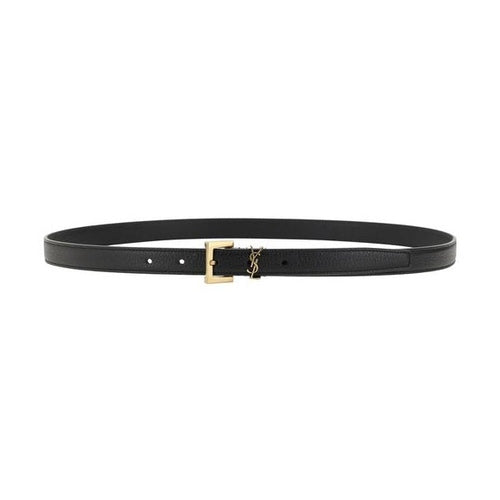 Saint Laurent Black Calf Leather Bos Taurus Regular Belt