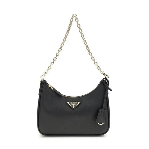 Prada Black Calf Leather Bos Taurus Shoulder Bag