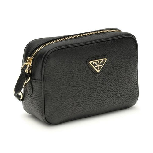 Prada Black Calf Leather Bos Taurus Shoulder Bag