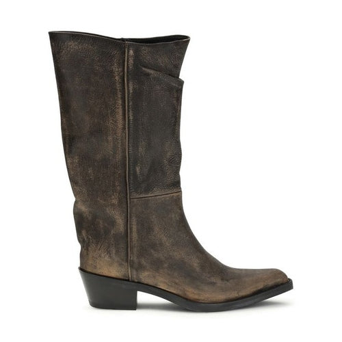 Khaite Brown Calf Leather Bos Taurus Boots
