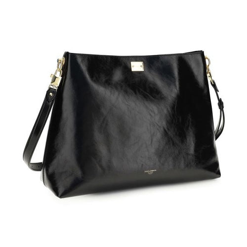 Dolce & Gabbana Black Calf Leather Bos Taurus Shoulder Bag
