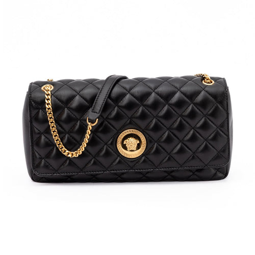 Versace Black Quilted Leather Shoulder Strap Bag