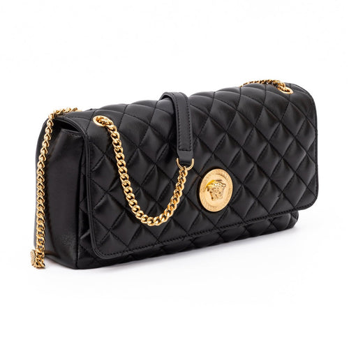 Versace Black Quilted Leather Shoulder Strap Bag