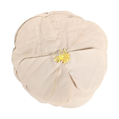 Dolce & Gabbana Beige Floral Motif Silk Blend Poplin Fabric Pin Brooch