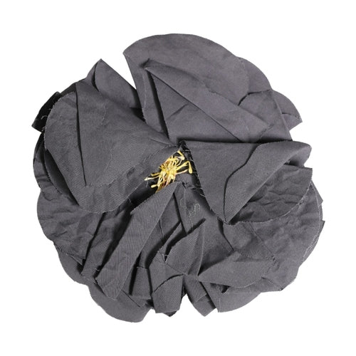 Dolce & Gabbana Gray Floral Motif Silk Blend Poplin Fabric Bar Pin Brooch