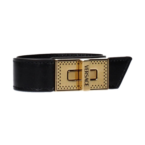 Versace Black Leather Bracelet