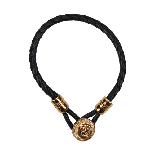 Versace Black Leather Bracelet