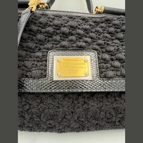 Dolce & Gabbana DOLCE & GABBANA Sicily Python and Macramé Handbag