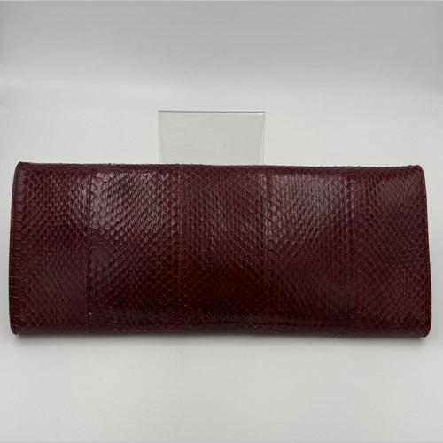Celine CELINE TRIOMPHE Reptile Skin Burgundy Clutch