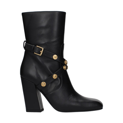 Versace Black Leather Ankle Boots