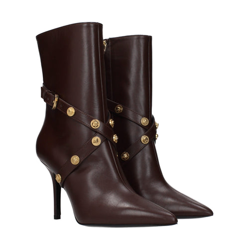 Versace Brown Leather Ankle Boots