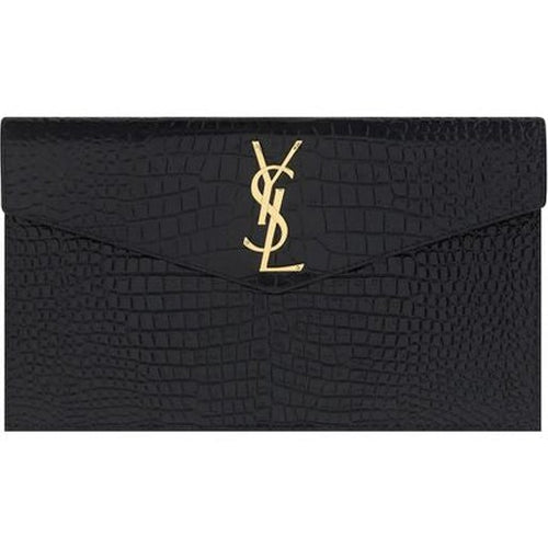 Saint Laurent Black Calf Leather Bos Taurus Clutch Bag