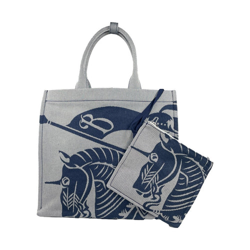 Burberry Navy EKD Canvas Tote Bag With Coin Pouch