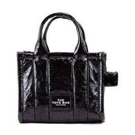 Marc Jacobs The Shiny Crinkle Micro Tote Black Leather Crossbody Bag Handbag