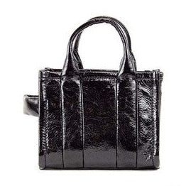 Marc Jacobs The Shiny Crinkle Micro Tote Black Leather Crossbody Bag Handbag