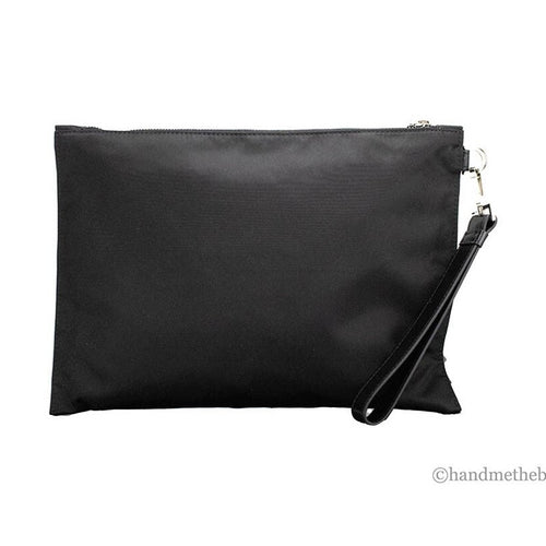 Versace Large Black Nylon Fabric Medusa Convertible Pouch Clutch Wristlet Bag