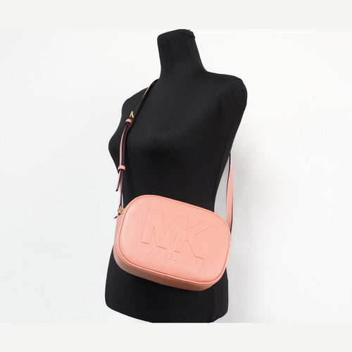 Michael Kors Jet Set Travel Medium Sherbert Leather Oval Camera Crossbody Bag