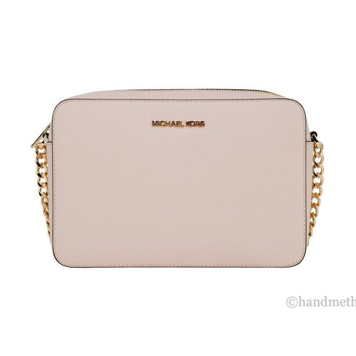 Michael Kors Adult Saffiano Leather East West Crossbody Handbag With 2 Slit Pockets, Blush