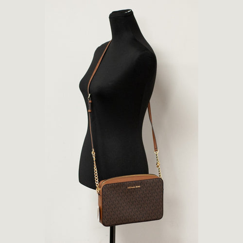 Michael Kors Women'S Jet Set East West Crossbody Handbag Saffiano, Brown Gold, Large