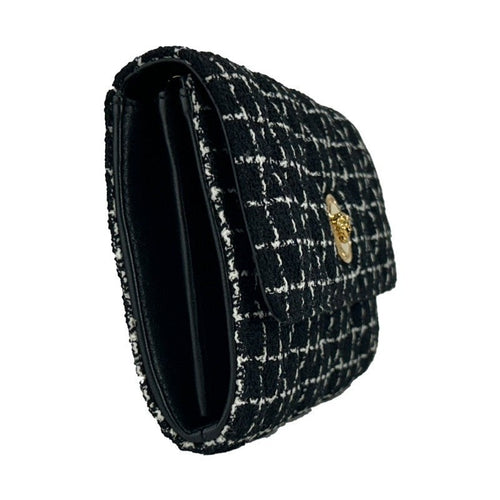 Versace Wallet On A Chain Fabric Black Crossbody Bag