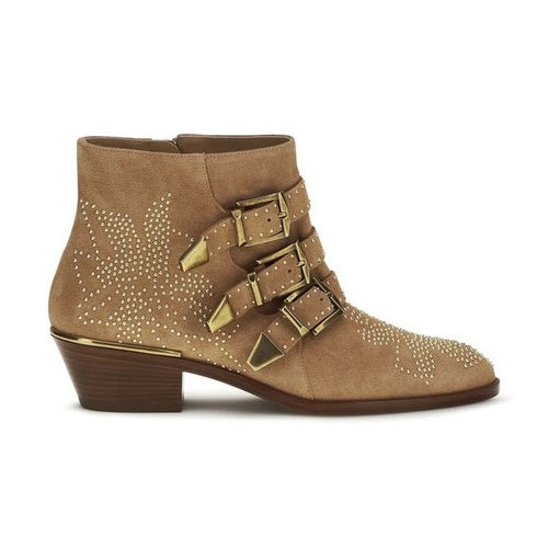 Chloé Beige Calf Leather Bos Taurus Ankle Boots